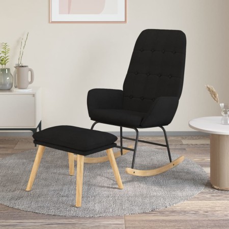 Sillón mecedora con taburete tela negro by , Rocking chairs - Ref: Foro24-3097710, Price: 140,87 €, Discount: %