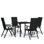 Juego de comedor de jardín 5 piezas negro