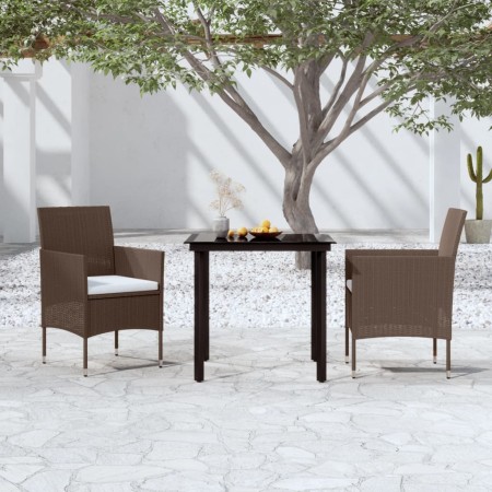 Juego de comedor de jardín 3 piezas con cojines marrón y negro by , Garden sets - Ref: Foro24-3099299, Price: 227,86 €, Disco...