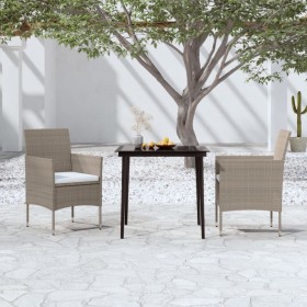 Juego de comedor de jardín 3 piezas con cojines beige y negro von , Gartensets - Ref: Foro24-3099317, Preis: 256,44 €, Rabatt: %