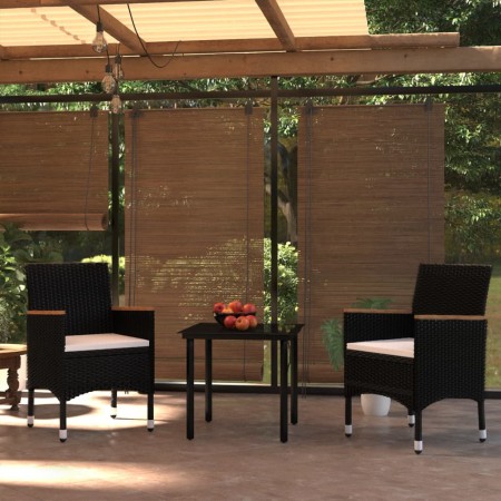 Juego de comedor de jardín 3 piezas con cojines negro by , Garden sets - Ref: Foro24-3099329, Price: 211,07 €, Discount: %