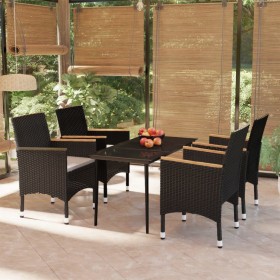 Juego de comedor de jardín 5 piezas con cojines negro von , Gartensets - Ref: Foro24-3099343, Preis: 318,75 €, Rabatt: %