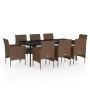 Juego de comedor para jardín 9 piezas y cojines marrón y negro von , Gartensets - Ref: Foro24-3099322, Preis: 752,11 €, Rabat...