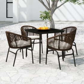 Juego de comedor de jardín 5 piezas con cojines marrón de , Conjuntos de jardín - Ref: Foro24-3099246, Precio: 464,53 €, Desc...