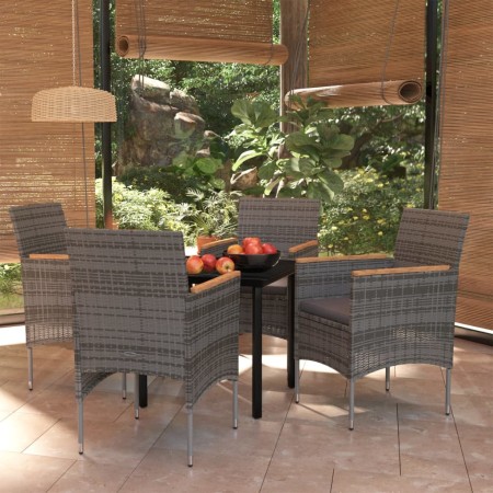 Juego de comedor para jardín 5 piezas con cojines gris y negro by , Garden sets - Ref: Foro24-3099336, Price: 342,02 €, Disco...