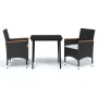 Juego de comedor de jardín 3 piezas con cojines negro by , Garden sets - Ref: Foro24-3099341, Price: 227,48 €, Discount: %