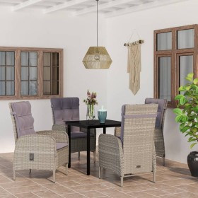 Juego de comedor para jardín 5 piezas con cojines gris y negro by , Garden sets - Ref: Foro24-3099360, Price: 577,41 €, Disco...