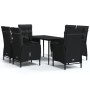 Juego de comedor de jardín 7 piezas con cojines negro