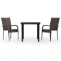 Juego de comedor de jardín 3 piezas marrón y negro by , Garden sets - Ref: Foro24-3099383, Price: 193,90 €, Discount: %