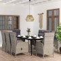 Juego de comedor de jardín 9 piezas gris y negro