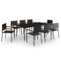 Juego de comedor de jardín 9 piezas negro de , Conjuntos de jardín - Ref: Foro24-3099424, Precio: 642,66 €, Descuento: %