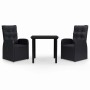 Juego de comedor de jardín 3 piezas con cojines negro by , Garden sets - Ref: Foro24-3099479, Price: 421,03 €, Discount: %