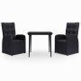 Juego de comedor de jardín 3 piezas con cojines negro de , Conjuntos de jardín - Ref: Foro24-3099491, Precio: 452,14 €, Descu...