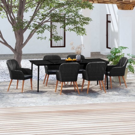Juego de comedor de jardín 7 piezas con cojines negro de , Conjuntos de jardín - Ref: Foro24-3099521, Precio: 816,27 €, Descu...