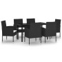 Juego de comedor para jardín 7 piezas negro de , Conjuntos de jardín - Ref: Foro24-3099604, Precio: 382,18 €, Descuento: %