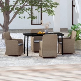 Juego de comedor de jardín 5 piezas con cojines marrón von , Gartensets - Ref: Foro24-3099549, Preis: 900,18 €, Rabatt: %