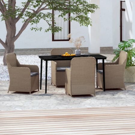 Juego de comedor de jardín 5 piezas con cojines marrón by , Garden sets - Ref: Foro24-3099549, Price: 900,18 €, Discount: %