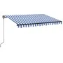 Manual retractable awning with blue and white LED 350x250 cm by vidaXL, Awnings - Ref: Foro24-3069081, Price: 434,79 €, Disco...