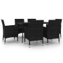 Set comedor de jardín 7 pzas y cojines ratán sintético y vidrio von , Gartensets - Ref: Foro24-3099736, Preis: 545,54 €, Raba...