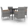 Set comedor de jardín 5 pzas y cojines ratán sintético y vidrio von , Gartensets - Ref: Foro24-3099788, Preis: 439,11 €, Raba...