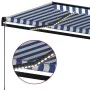 Manual retractable awning with blue and white LED 350x250 cm by vidaXL, Awnings - Ref: Foro24-3069081, Price: 434,79 €, Disco...