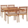 Juego comedor de jardín 5 pzas y cojines madera maciza de teca de , Conjuntos de jardín - Ref: Foro24-3100789, Precio: 767,97...