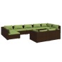 Set muebles de jardín 9 piezas y cojines ratán sintético marrón de , Conjuntos de jardín - Ref: Foro24-3102060, Precio: 1,00 ...