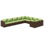 Set muebles de jardín 9 piezas y cojines ratán sintético marrón von , Gartensets - Ref: Foro24-3102764, Preis: 1,00 €, Rabatt: %