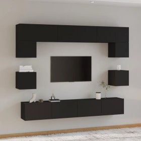 Set de muebles para TV 8 piezas madera contrachapada negro de , Muebles TV - Ref: Foro24-3114415, Precio: 300,61 €, Descuento: %