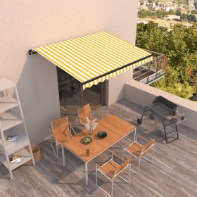 Yellow and white manual retractable awning 350x250 cm by vidaXL, Awnings - Ref: Foro24-3069078, Price: 234,14 €, Discount: %