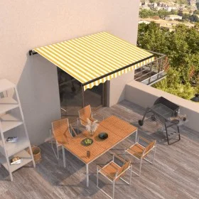 Yellow and white manual retractable awning 350x250 cm by vidaXL, Awnings - Ref: Foro24-3069078, Price: 255,66 €, Discount: %