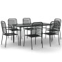Juego de comedor jardín 7 pzas acero y cuerda de algodón negro by , Garden sets - Ref: Foro24-3156541, Price: 447,42 €, Disco...