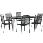 Juego de comedor jardín 7 pzas acero y cuerda de algodón negro by , Garden sets - Ref: Foro24-3156541, Price: 447,42 €, Disco...