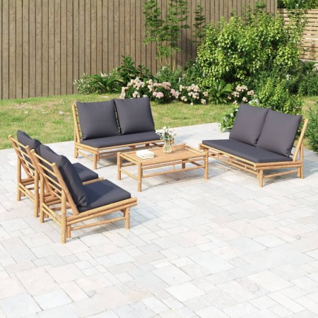 Set de muebles de jardín 5 piezas bambú con cojines gris oscuro von , Gartensets - Ref: Foro24-3156484, Preis: 713,59 €, Raba...