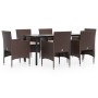 Juego de comedor de jardín 7 piezas con cojines marrón y negro von , Gartensets - Ref: Foro24-3156613, Preis: 502,14 €, Rabat...