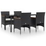 Juego de comedor de jardín 5 piezas con cojines negro by , Garden sets - Ref: Foro24-3156632, Price: 330,28 €, Discount: %