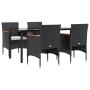 Juego de comedor de jardín 5 piezas con cojines negro by , Garden sets - Ref: Foro24-3156632, Price: 330,28 €, Discount: %