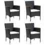 Juego de comedor de jardín 5 piezas con cojines negro by , Garden sets - Ref: Foro24-3156632, Price: 330,28 €, Discount: %