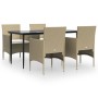 Juego de comedor de jardín 5 piezas con cojines beige y negro von , Gartensets - Ref: Foro24-3156624, Preis: 399,57 €, Rabatt: %