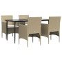 Juego de comedor de jardín 5 piezas con cojines beige y negro von , Gartensets - Ref: Foro24-3156624, Preis: 399,57 €, Rabatt: %
