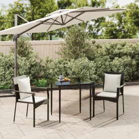 Set comedor de jardín 3 pzas con cojines ratán sintético negro by , Garden sets - Ref: Foro24-3185095, Price: 205,98 €, Disco...