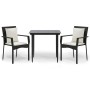 Set comedor de jardín 3 pzas con cojines ratán sintético negro by , Garden sets - Ref: Foro24-3185095, Price: 205,98 €, Disco...