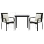 Set comedor de jardín 3 pzas con cojines ratán sintético negro by , Garden sets - Ref: Foro24-3185095, Price: 205,98 €, Disco...
