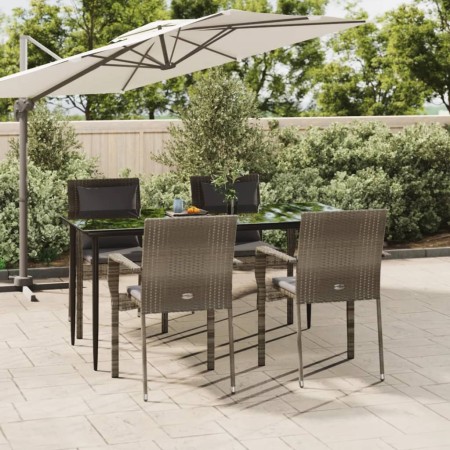 Set comedor jardín 5 pzas y cojines ratán sintético negro gris by , Garden sets - Ref: Foro24-3185104, Price: 404,15 €, Disco...