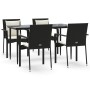 Set de muebles jardín 5 pzas con cojines ratán sintético negro by , Garden sets - Ref: Foro24-3185097, Price: 383,75 €, Disco...