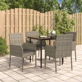 Set comedor jardín 5 pzas y cojines ratán sintético negro gris de , Conjuntos de jardín - Ref: Foro24-3185150, Precio: 324,56...