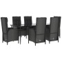 Set de comedor de jardín 7 pzas y cojines ratán sintético negro by , Garden sets - Ref: Foro24-3185173, Price: 929,67 €, Disc...