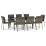 Set comedor jardín 9 pzas y cojines ratán sintético negro gris by , Garden sets - Ref: Foro24-3185106, Price: 776,81 €, Disco...