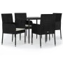 Set de muebles jardín 5 pzas con cojines ratán sintético negro by , Garden sets - Ref: Foro24-3185144, Price: 334,73 €, Disco...
