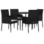 Set de muebles jardín 5 pzas con cojines ratán sintético negro by , Garden sets - Ref: Foro24-3185144, Price: 334,73 €, Disco...
